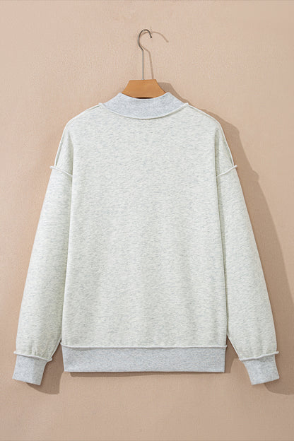 GAMEDAY Light Grey Oversize Drop Shoulder Reversible Mock Neck Sweatshirt