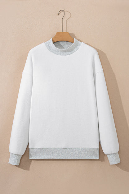 GAMEDAY Light Grey Oversize Drop Shoulder Reversible Mock Neck Sweatshirt