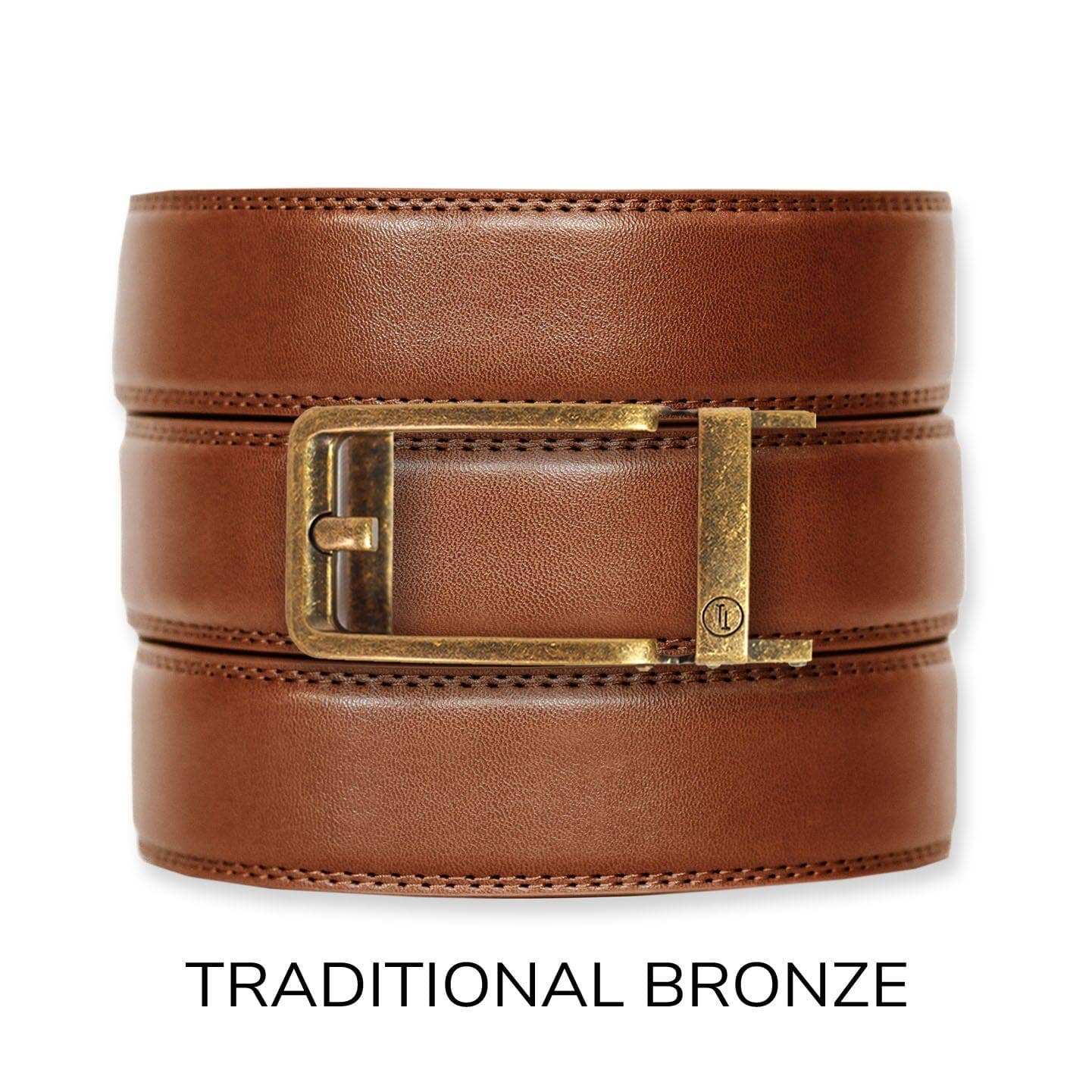 Cognac Leather Ratchet Belt & Buckle Set