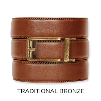 Cognac Leather Ratchet Belt & Buckle Set