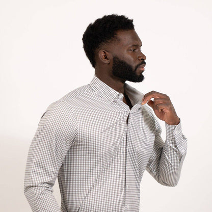 Hustle Sport Shirt - Long Sleeve - Grey Mini Grid