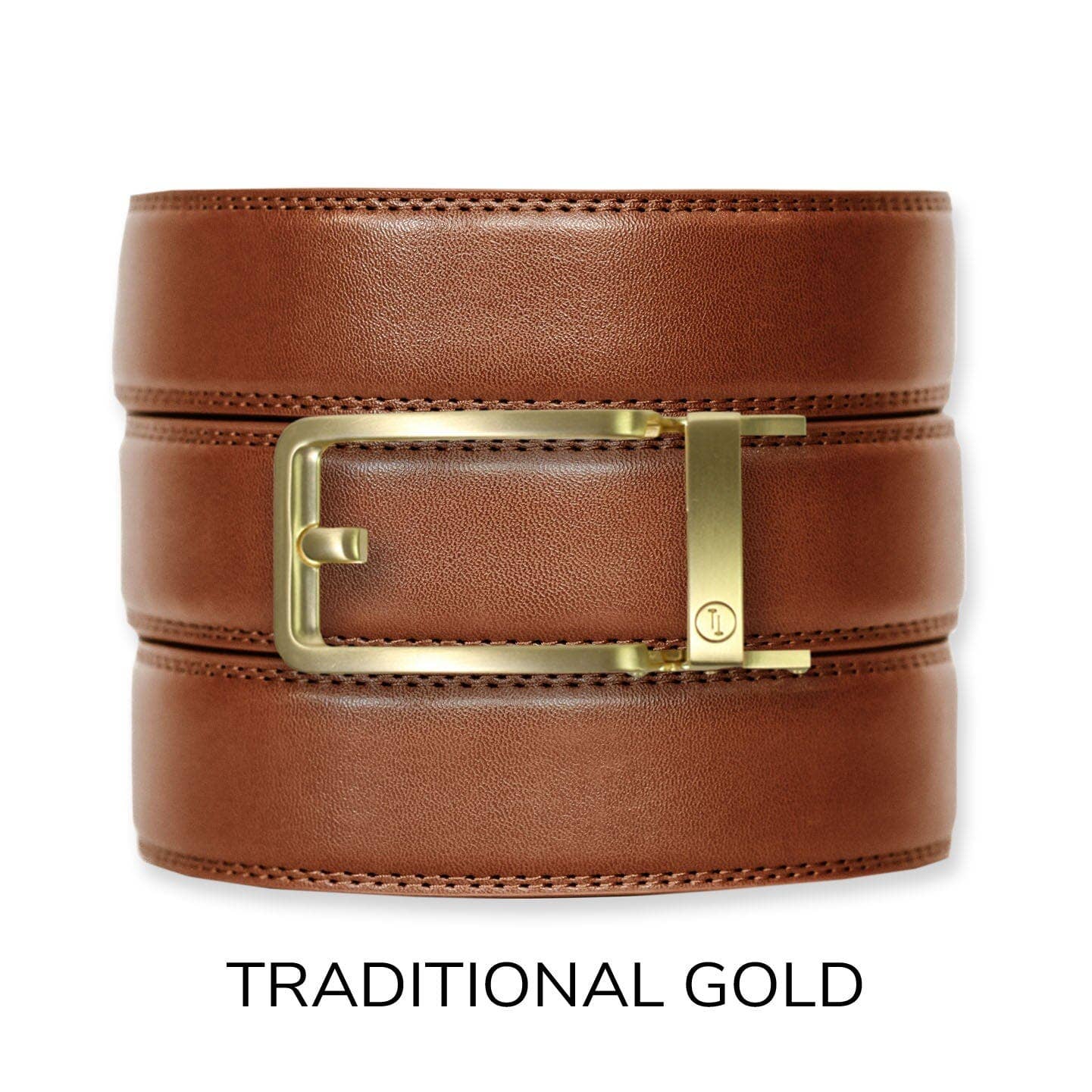 Cognac Leather Ratchet Belt & Buckle Set