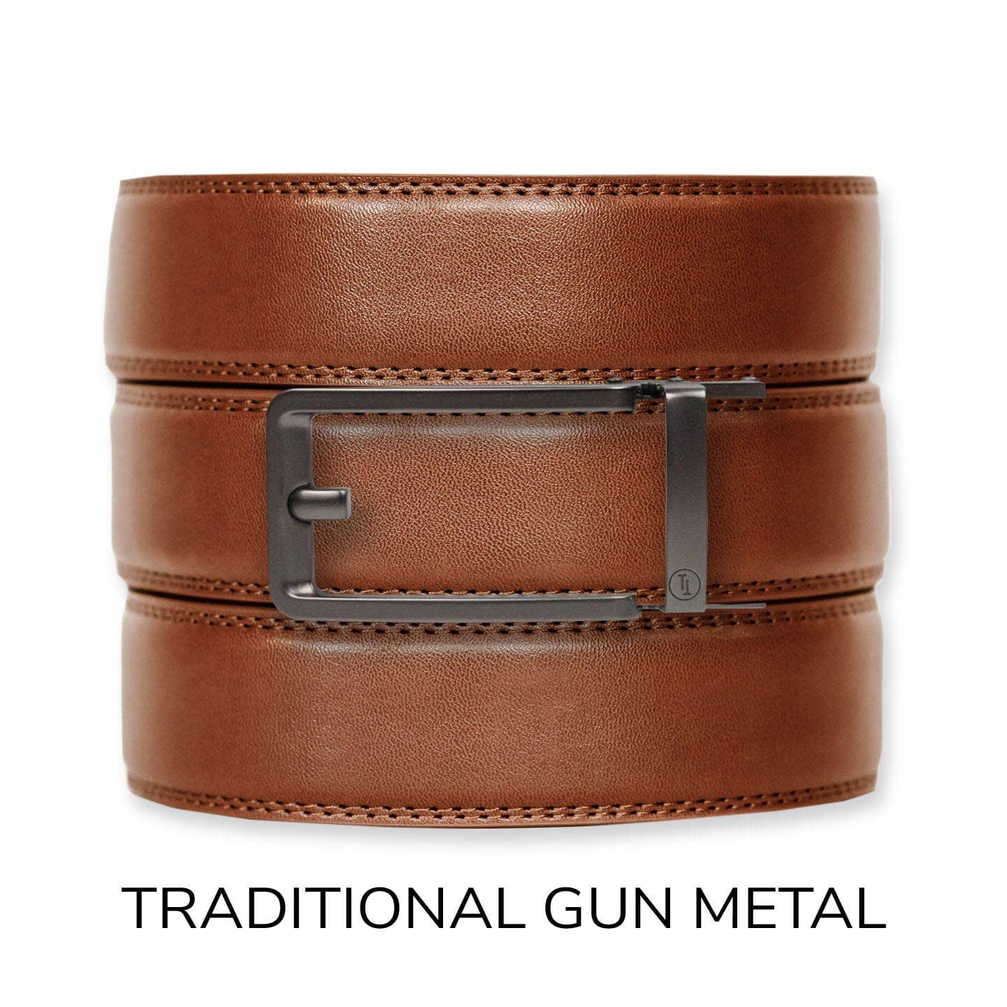 Cognac Leather Ratchet Belt & Buckle Set