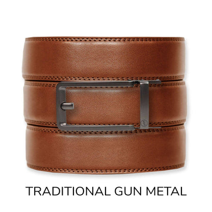 Cognac Leather Ratchet Belt & Buckle Set