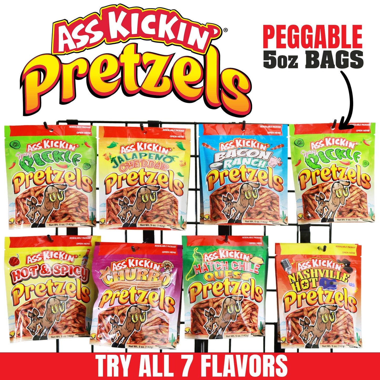 Ass Kickin' Churro Pretzels - 5 oz Resealable Bags