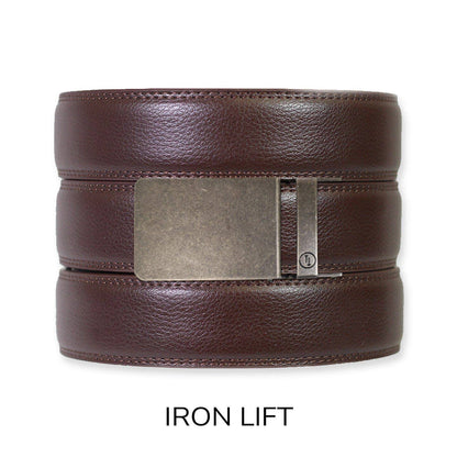 Espresso Leather Rachet Belt & Buckle Set