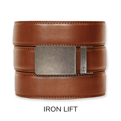 Cognac Leather Ratchet Belt & Buckle Set