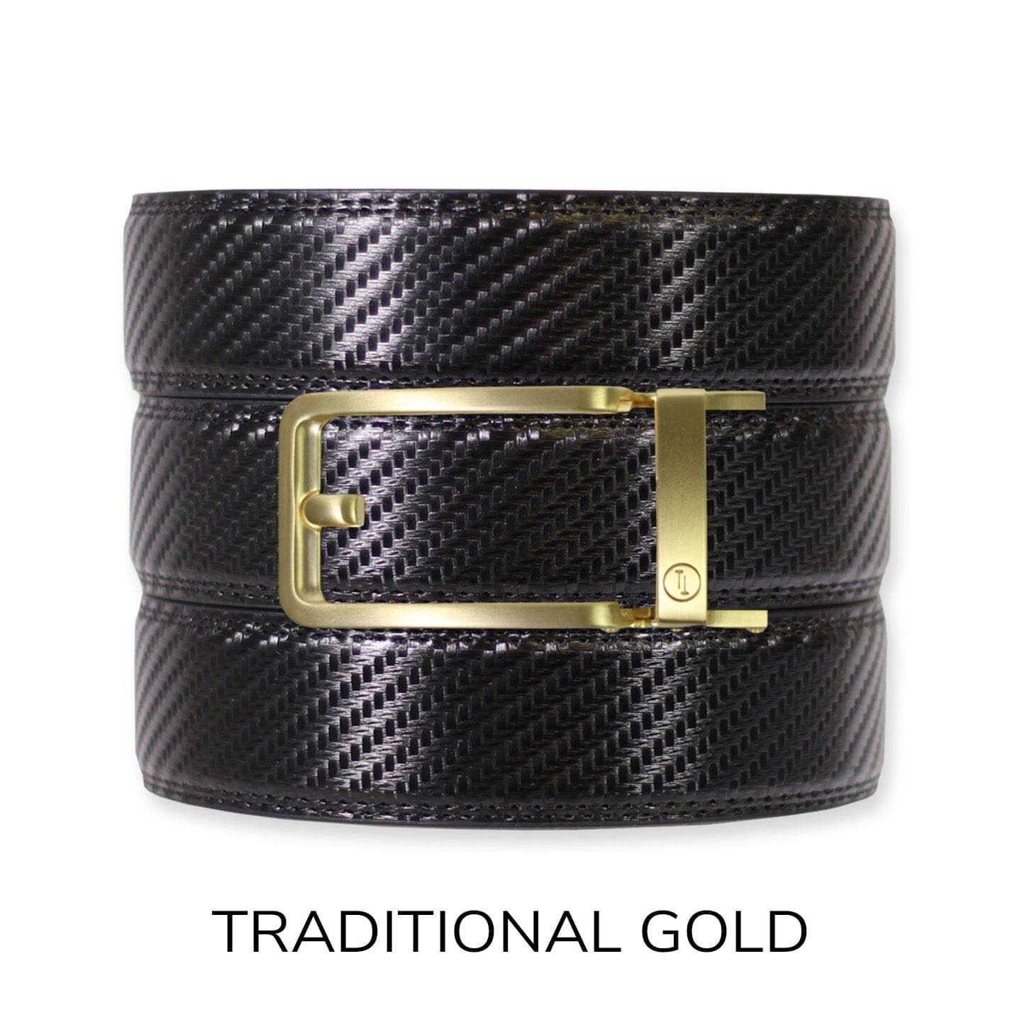 Carbon Black Leather Ratchet Belt & Buckle Set