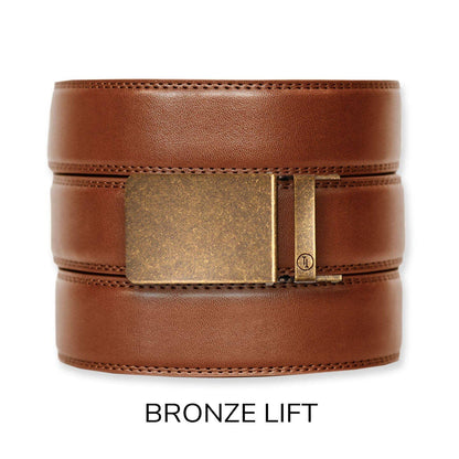 Cognac Leather Ratchet Belt & Buckle Set