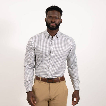 Hustle Sport Shirt - Long Sleeve - Grey Mini Grid