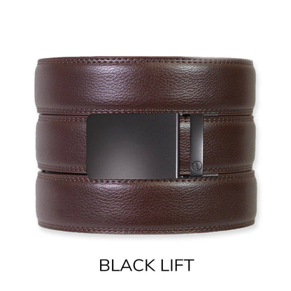 Espresso Leather Rachet Belt & Buckle Set