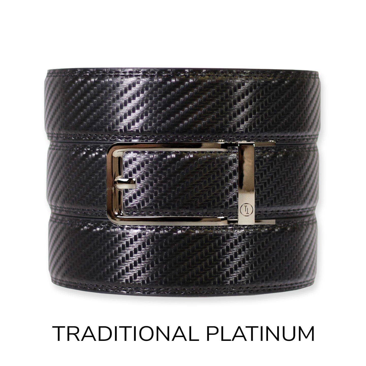 Carbon Black Leather Ratchet Belt & Buckle Set