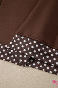 Coffee Colorblock Polka Dot Contrast Trim Oversized Sweatshirt