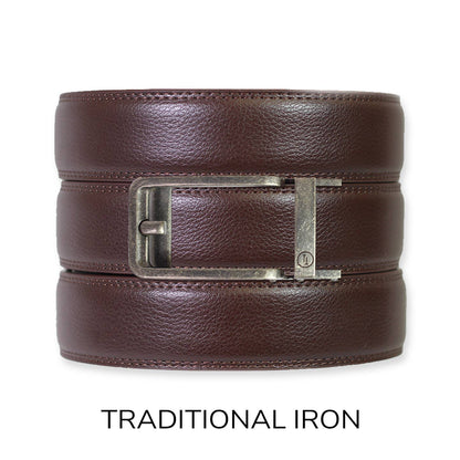 Espresso Leather Rachet Belt & Buckle Set