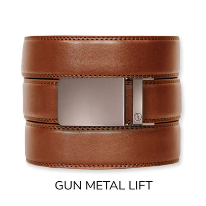 Cognac Leather Ratchet Belt & Buckle Set