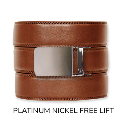 Cognac Leather Ratchet Belt & Buckle Set