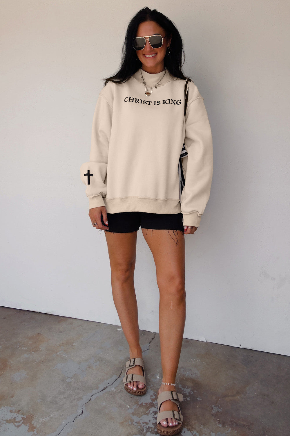 Christ is King High Neck Embroidery Sweatshirt