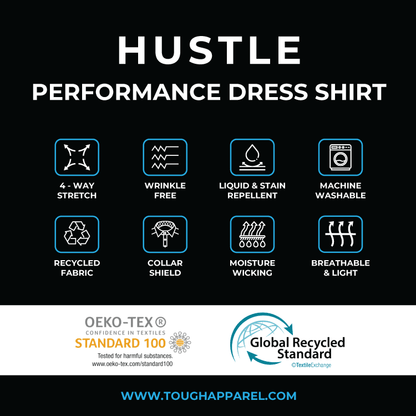 Hustle Sport Shirt - Long Sleeve - White Cobalt Diamond