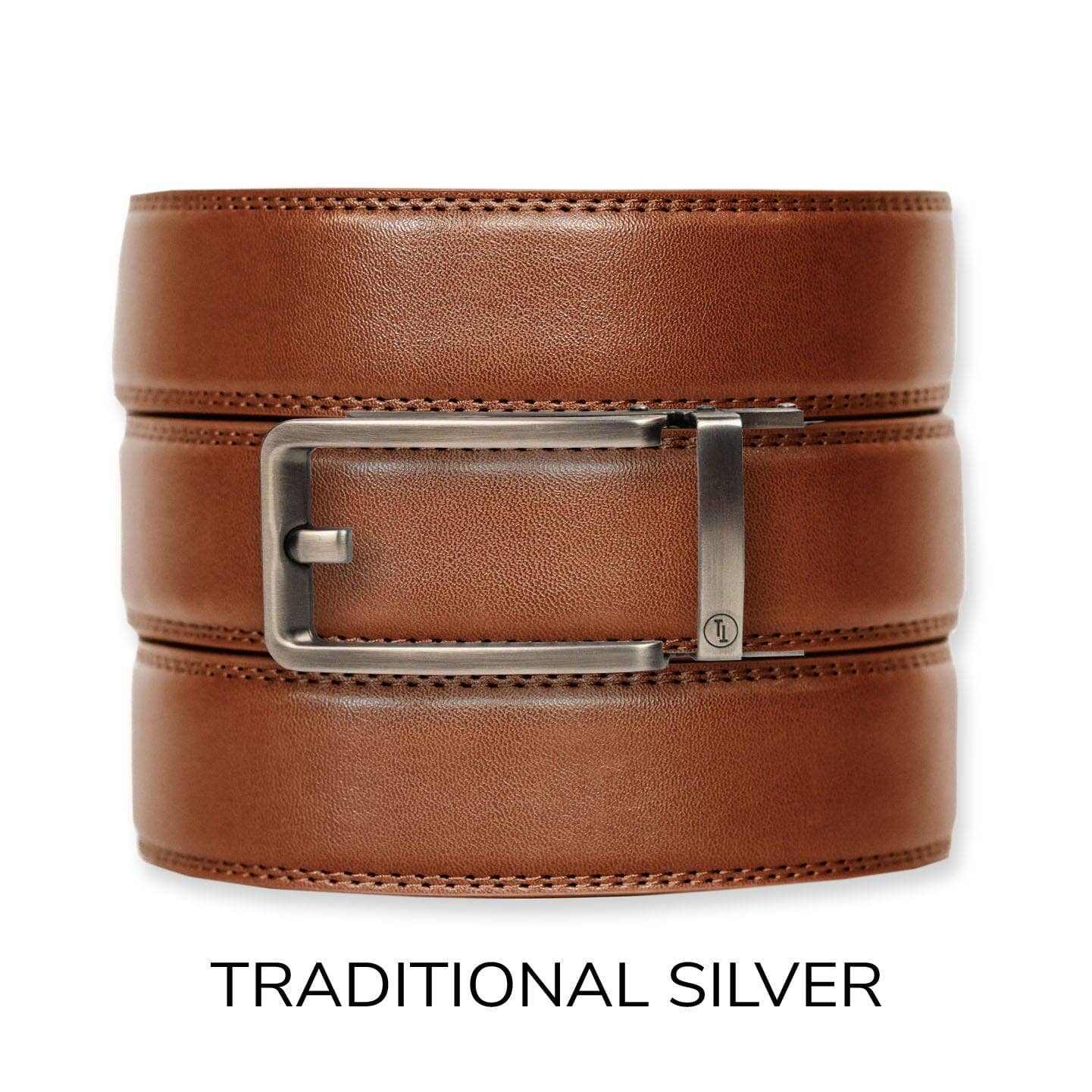Cognac Leather Ratchet Belt & Buckle Set