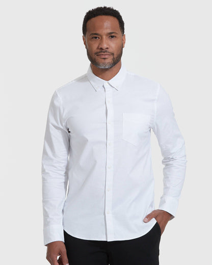 True Classic-Long Sleeve Button Up Shirt | Stretch Oxford | White