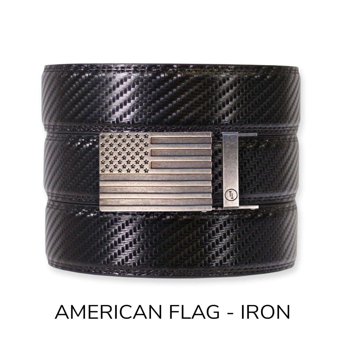 Carbon Black Leather Ratchet Belt & Buckle Set