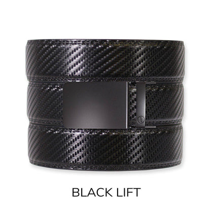 Carbon Black Leather Ratchet Belt & Buckle Set