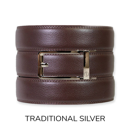 Espresso Leather Rachet Belt & Buckle Set