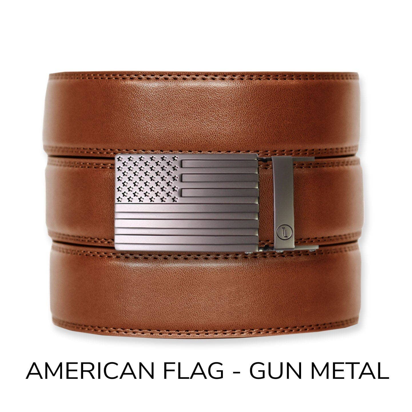 Cognac Leather Ratchet Belt & Buckle Set