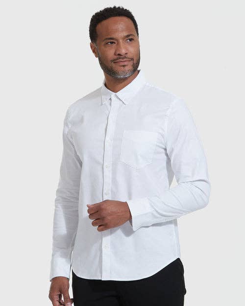 True Classic-Long Sleeve Button Up Shirt | Stretch Oxford | White