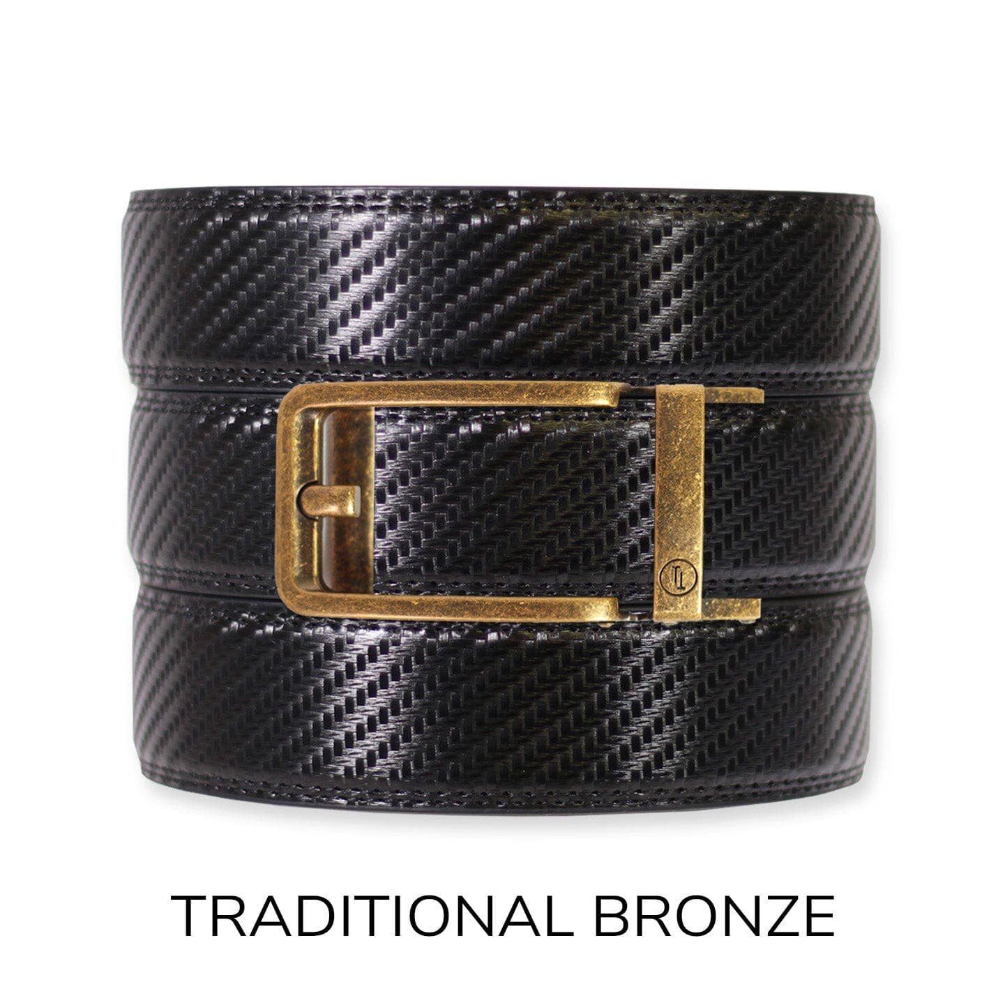 Carbon Black Leather Ratchet Belt & Buckle Set