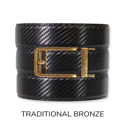 Carbon Black Leather Ratchet Belt & Buckle Set